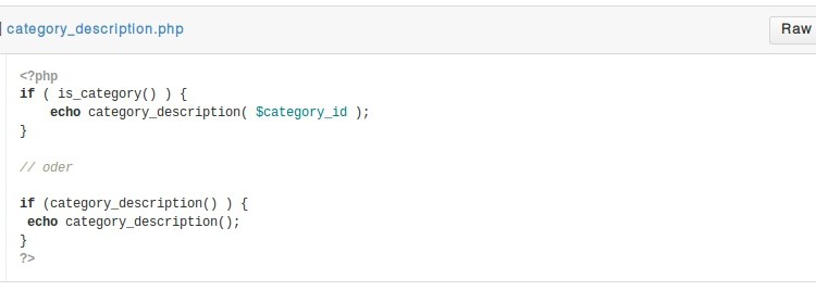 Wordpress: Text auf Kategorieseiten integrieren
